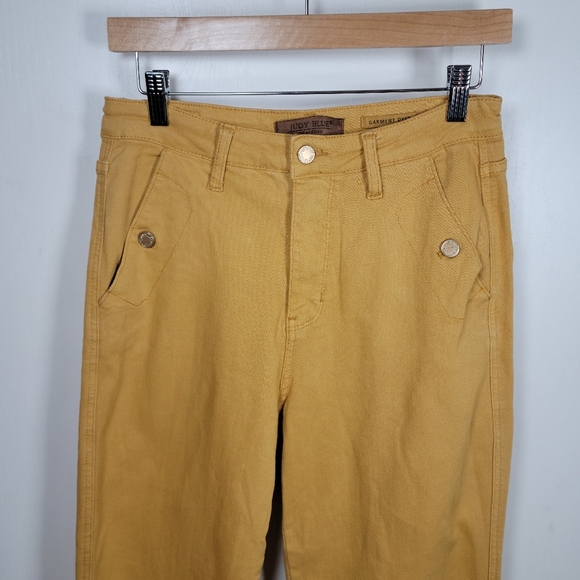 Judy Blue Marigold Wide Leg Cropped Pants 7/27 High Rise Garment Dyed Yellow - Picture 3 of 8
